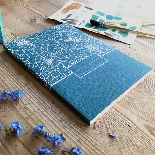 Carnet ligné A5 - Cahier de voyage vert/bleu lagune - papeterie fleurie Collection Dionys Lena's Paper