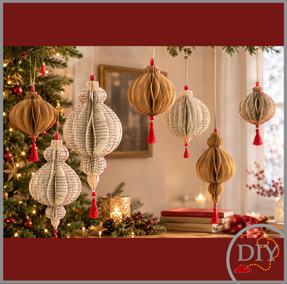 Les 3 Lampions de Noël -Tuto Cartonnage à télécharger Lena's Paper