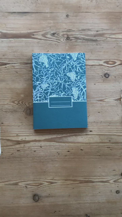 A5 lined notebook - Green/blue notebook - floral stationery Dionys Collection