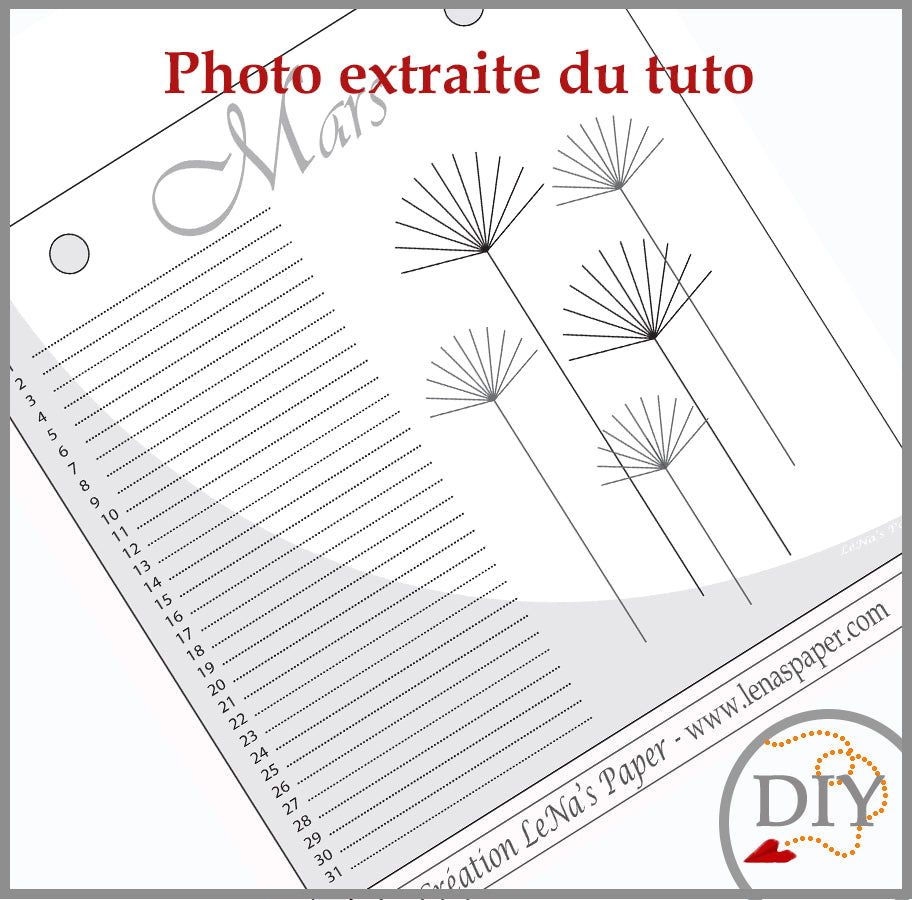 Planche Mars du Calendrier perpétuel - Tuto à Télécharger Lena's Paper