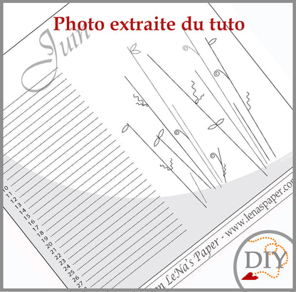 Planche Juin du Calendrier perpétuel - Tuto à Télécharger Lena's Paper