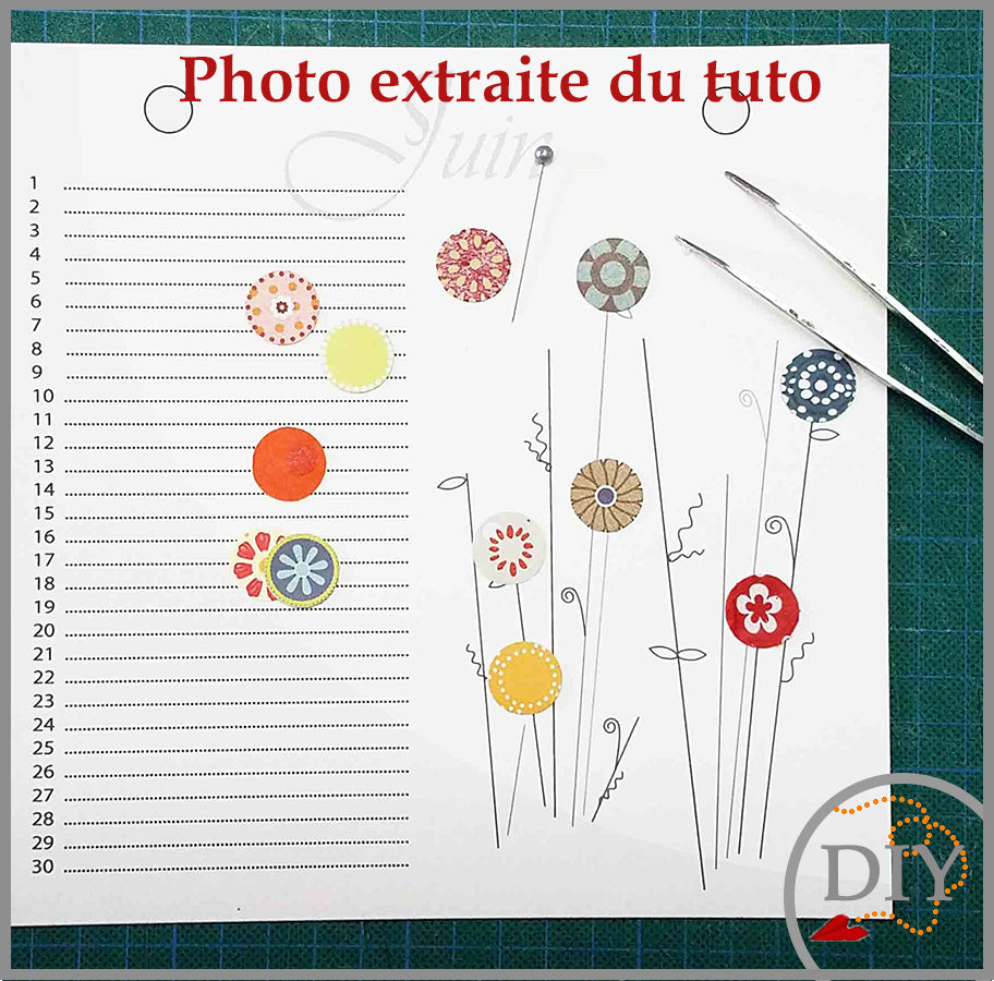 Planche Juin du Calendrier perpétuel - Tuto à Télécharger Lena's Paper