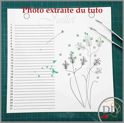 Planche Juillet du Calendrier perpétuel - Tuto à Télécharger Lena's Paper